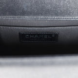 Pre-owned Chanel Medium Boy Bag Black Caviar Aged Ruthenium Hardware
