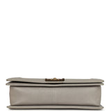 Pre-owned Chanel New Medium Boy Bag Grey Caviar Antique Gold Hardware