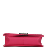 Pre-owned Chanel Medium Boy Bag Pink Lambskin Aged Ruthenium Hardware