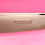 Pre-owned Chanel Medium Boy Bag Pink Lambskin Aged Ruthenium Hardware