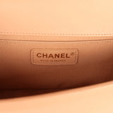 Preowned Chanel Medium Boy Bag Dark Beige Lambskin Antique Gold Hardware