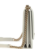 Pre-owned Chanel North South Boy Bag Light Grey Iridescent Calfskin Light Gold Hardware