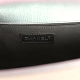 Pre-owned Chanel Old Medium Boy Bag Iridescent Purple Goatskin Rainbow Hardware