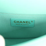 Pre-owned Chanel Small Boy Bag Turquoise Lambskin Antique Gold Hardware