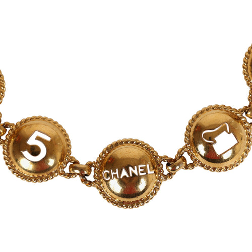 Vintage Chanel 24K Gold Plated Round Cutout Lucky Charms Chain Belt