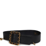 Vintage Chanel 24K Gold Plated CC Medallion Chainlink Leather Belt Black Leather