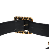 Vintage Chanel 24K Gold Plated CC Medallion Chainlink Leather Belt Black Leather