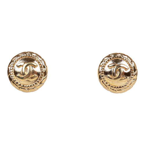 Vintage Chanel Gold Tone CC Stud Earrings
