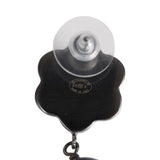 Chanel Flower Pearl Cluster Dangle Earrings Dark Grey Ruthenium Hardware