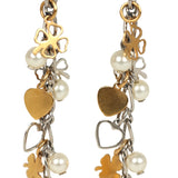 Pre-owned Chanel CC Clovers & Hearts Dangle Earrings Mixed Metal Hardware