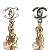 Pre-owned Chanel CC Clovers & Hearts Dangle Earrings Mixed Metal Hardware
