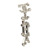 Chanel Crystal "CHA-NEL" Letter Drop Earrings Silver Tone Hardware
