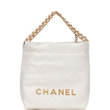 Chanel Mini 22 Bag White Calfskin Antique Gold Hardware