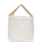 Chanel Mini 22 Bag White Calfskin Antique Gold Hardware