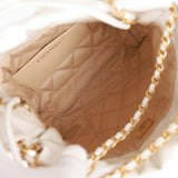 Chanel Mini 22 Bag White Calfskin Antique Gold Hardware