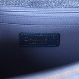 Chanel Square Flap Backpack Blue Denim Antique Gold Hardware