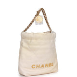 Chanel Mini 22 Bag Champagne Iridescent Calfskin Gold Hardware