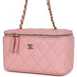 Chanel Small Classic Vanity Case Pink Caviar Light Gold Hardware