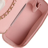 Chanel Small Classic Vanity Case Pink Caviar Light Gold Hardware