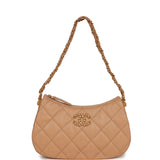 Chanel 19 Hobo Bag Beige Aged Calfskin Brushed Gold Hardware