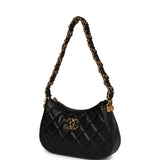 Chanel 19 Hobo Bag Black Aged Calfskin Brushed Gold Hardware