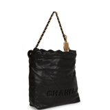 Chanel Mini 22 Bag Black Grained Calfskin Gold Hardware