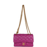 Chanel Small Crush Flap Bag Purple Shiny Aged Calfskin Brushed Gold Hardware