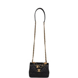 Chanel Mini Charms Flap Bag Black Lambskin Brushed Gold Hardware
