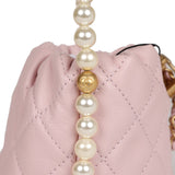 Chanel "About Pearls" Mini Drawstring Bucket Bag Pink Calfskin Brushed Gold Hardware