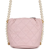 Chanel "About Pearls" Mini Drawstring Bucket Bag Pink Calfskin Brushed Gold Hardware