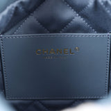 Chanel Mini 22 Bag Blue Grained Calfskin Gold Hardware