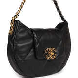 Chanel 19 Hobo Bag Black Lambskin Mixed Metal Hardware