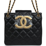 Chanel Small CC Shoulder Bag Black Lambskin Antique Gold Hardware