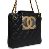 Chanel Small CC Shoulder Bag Black Lambskin Antique Gold Hardware
