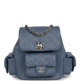 Chanel Mini Duma Backpack Blue Caviar Light Gold Hardware