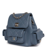 Chanel Mini Duma Backpack Blue Caviar Light Gold Hardware