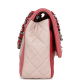 Pre-owned Chanel Medium Valentine Single Flap Bag Tricolored Lambskin Silver Hardware