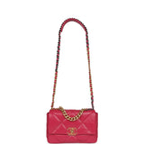 Chanel Medium 19 Flap Dark Pink Lambskin Mixed Metal Hardware
