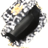 Chanel Nano Kelly Shopper Black, White & Silver Sequin Tweed Brushed Gold Hardware