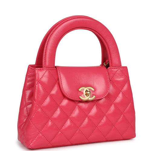 Chanel Small Kelly Shopper Dark Pink Shiny Aged Calfskin Brushed Gold Hardware