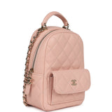 Chanel Mini Phone Holder Backpack with Chain Light Pink Caviar Light Gold Hardware