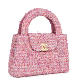 Chanel Small Kelly Shopper Pink Tweed Brushed Gold Hardware