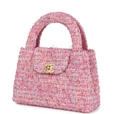 Chanel Small Kelly Shopper Pink Tweed Brushed Gold Hardware