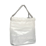 Chanel Mini 22 Bag White and Silver Ombre Metallic Calfskin Silver Hardware
