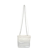 Chanel Mini 22 Bag White and Silver Ombre Metallic Calfskin Silver Hardware