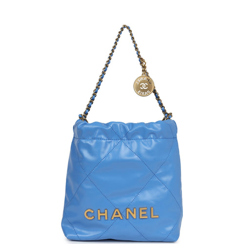 Chanel Mini 22 Bag Blue Shiny Aged Calfskin Gold Hardware Payment 1