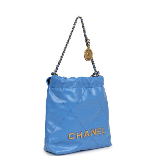 Chanel Mini 22 Bag Blue Shiny Aged Calfskin Gold Hardware Payment 1