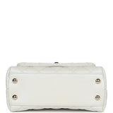 Chanel Mini Coco Handle Flap Bag Ivory Pearly Iridescent Caviar Light Gold Hardware