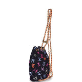 Chanel Medium CC Drawstring Backpack Multicolored Printed Fabric Light Gold Hardware