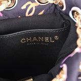 Chanel Medium CC Drawstring Backpack Multicolored Printed Fabric Light Gold Hardware